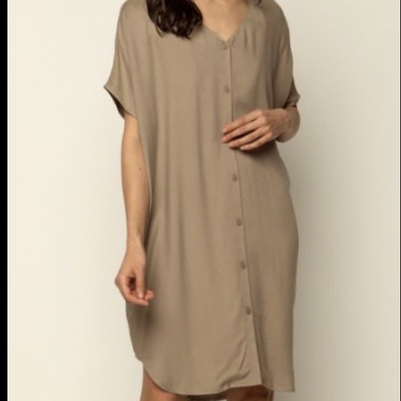 Oak + FORT Button Front Mini Midi Coverup Dress Shirtdress Black S - Picture 2 of 9